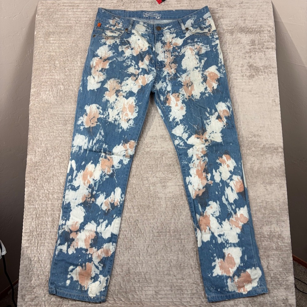 Robins Jean Motor Mens 36 Tie Dye Bleach Studded Wing Pocket Jeans D5851BRNSNAKE